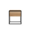 Oak Monolit bedside table - 1 drawer - black metal
