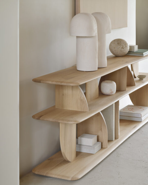Oak Geometric sofa console - Image 5