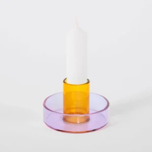 Duo Tone Glass candle holder Lilac / Peach