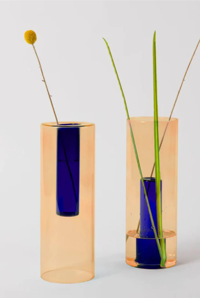 Lg. Reversible Vase | Peach/Cobalt