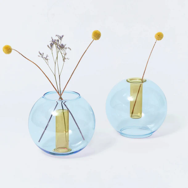 Medium Bubble Vase | blue/ Yellow