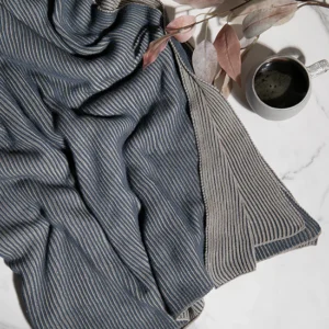 Ribbed Organic Cotton Knit throw | Marine
