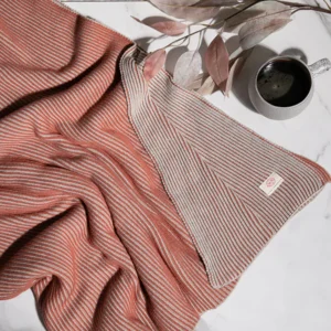 Ribbed Organic Cotton Knit throw | Rust